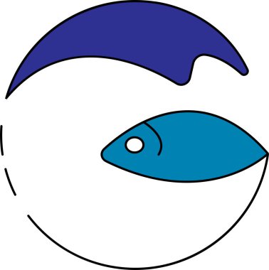 Mavi balık simgesi logosu çizimi
