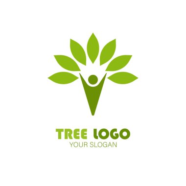 İnsan ve yaprak vektör çizimi, doğa bakımı için harika ikon ve logo
