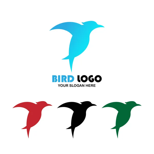 Oiseau Bleu Trois Autres Choix Couleurs Icône Logo — Image vectorielle