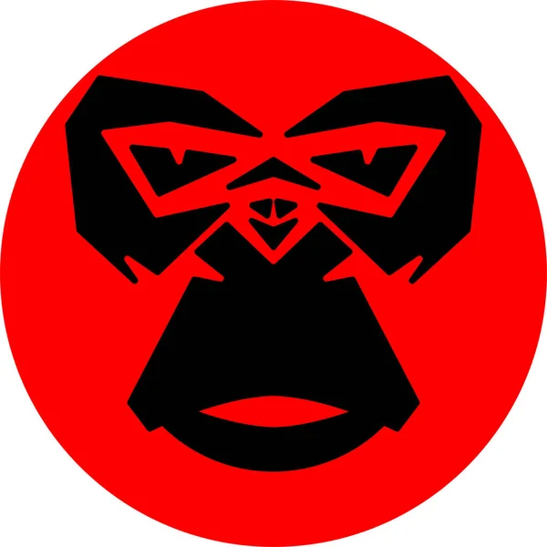 Gorilla Logo Nero Icona Animali — Vettoriale Stock