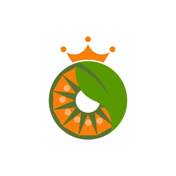 Ilustración Vectorial Una Naranja Coronada Ideal Para Tienda Zumos Frutas — Vector de stock