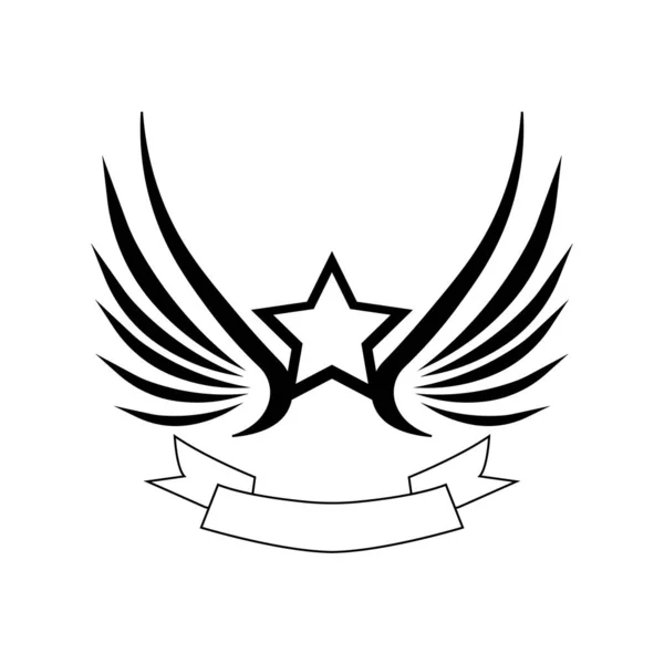 Ilustração Vetorial Uma Estrela Com Asas Voadoras Ótimo Para Logotipos — Vetor de Stock
