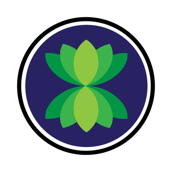 Kwiat Lotosu Ini Okrąg Ikona Logo — Wektor stockowy