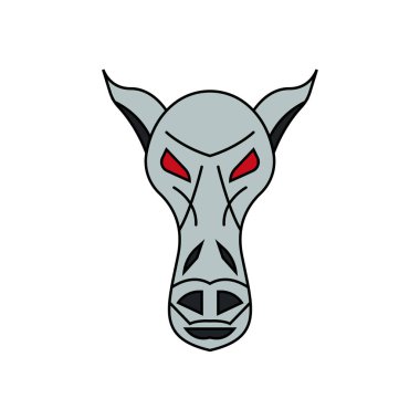 Kırmızı göz rengi at başı vektör çizimi, esport simgeleri ve logoları için harika