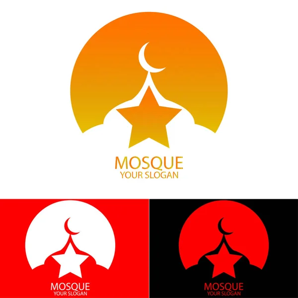 Altın Yıldız Geçmişe Sahip Bir Caminin Vektör Çizimi Müslüman Logosu — Stok Vektör