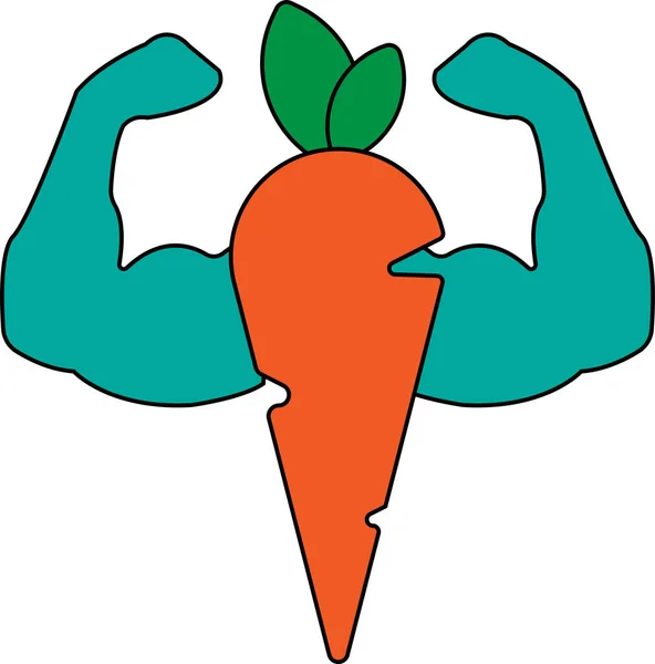 Vector Illustration Muscular Carrots — Stock Vector