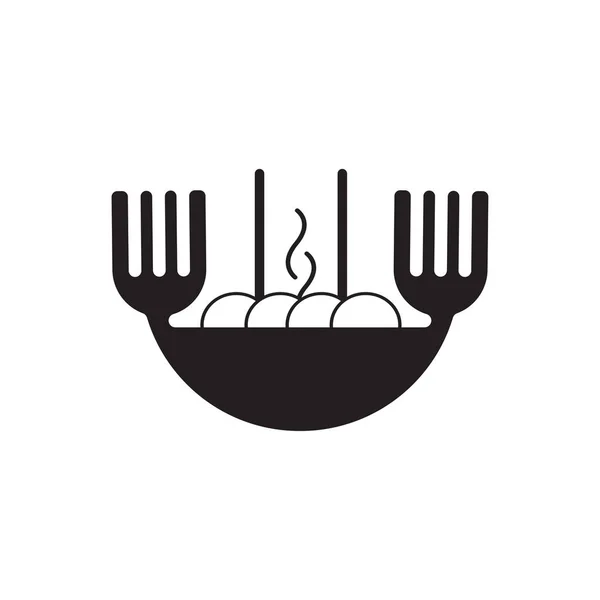 Cuillère Fourchette Bol Riz Baguettes Sont Bonnes Pour Les Icônes — Image vectorielle