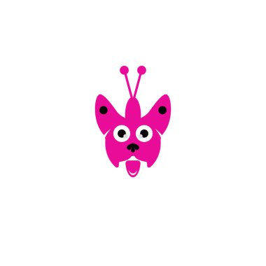 Pembe kelebek ve köpek kombinasyonu simgesi