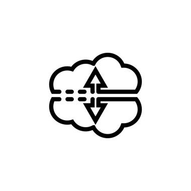 İnternet, bilgisayar, teknoloji vektörü konsepti düz soyut tasarım için bulut transfer simgesi logosu