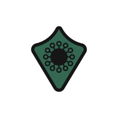 Tıbbi vektör konseptinin kalkan virüs simgesi düz soyut tasarım