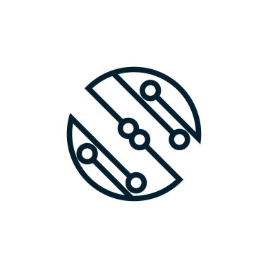 Harf teknoloji konsept logo simgesi. vektör düz soyut tasarım