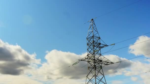 Time Laps Вид Нещодавно Побудовану Електричну Вежу Зеленому Рисовому Полі — стокове відео