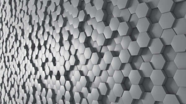 Panoramic background with grey hexagons