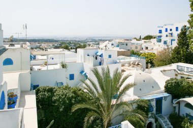 Sidi Bou Said, Tunus için geleneksel beyaz ve mavi ev.