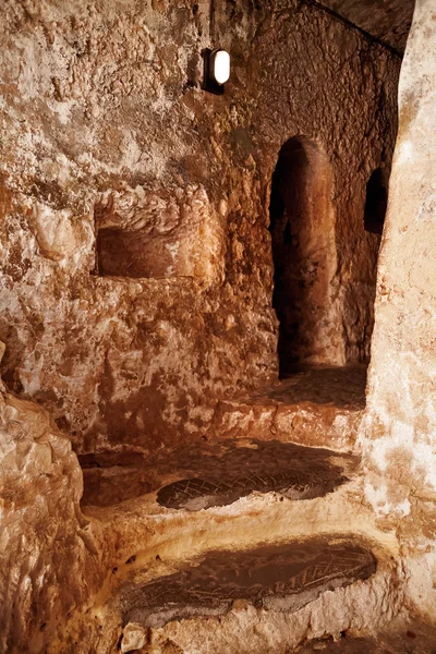 Marco famoso - cemitério cristão antigo (catacumbas) de São Paulo. Rabat, Malta . — Fotografia de Stock