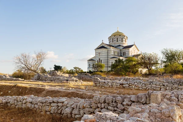 Las ruinas de Chersonesus - la ciudad antigua griega cerca de moderno Sebastopol, la Crimea — Foto de Stock
