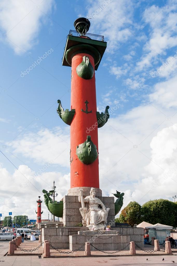Rostral column on Vasilyevsky island, St. Petersburg, Russia.
