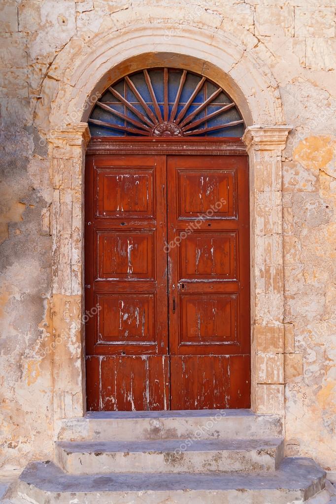 Old Wooden Door With Stained Glass Mdina Malta Stock Photo Old Wooden Door With Stained Glass Mdina Malta Photo By Aksenovko