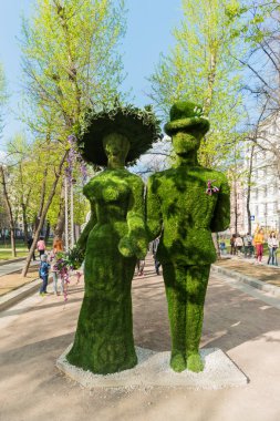 Moskova, Rusya - 30 Nisan 2016. Otların yapılan heykeller.