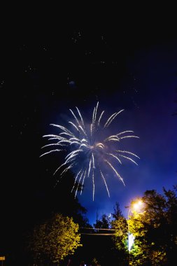 Fireworks uygulamasında Moskova şehir (Moscow region). Zafer Bayramı, 9 Mayıs 2016. Rusya.