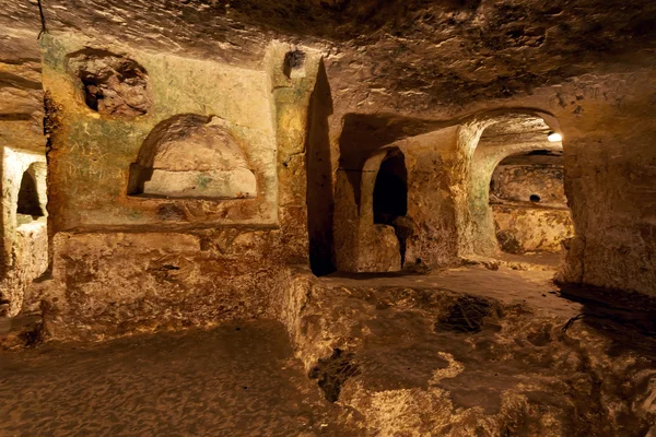 Ünlü dönüm noktası - eski Hıristiyan mezarlığı (catacombs), Saint Paul. Rabat, Malta.