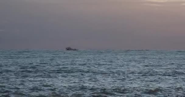 SOCHI, RÚSSIA - Fevereiro 02,2020. O barco a motor oscila nas ondas do mar. Iate turístico em Mar Negro. — Vídeo de Stock