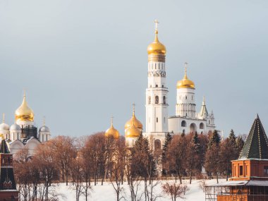 Büyük çan kulesi Ivan, Moskova Kremlin kompleksinin içindeki kilise kulesi. Rusya, Moskova 'da kış günü.