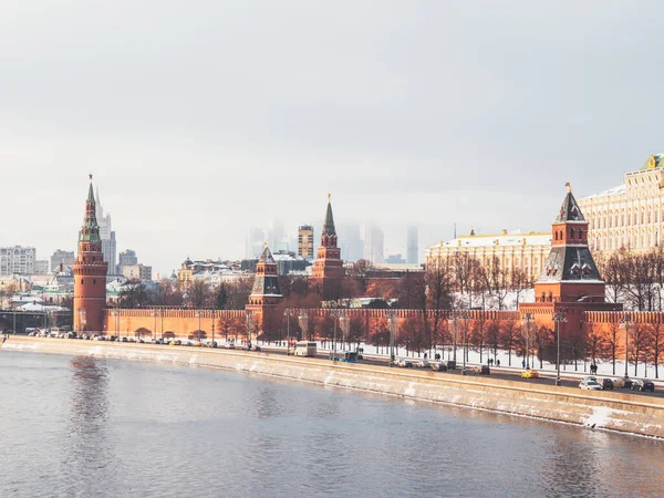 Moscú Rusia Diciembre 2018 Vista Panorámica Del Kremlin Los Rascacielos — Foto de Stock