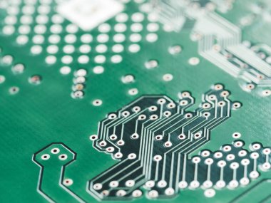 Sabit disk kontrol panosunun makro fotoğrafı. Bilgisayarda bilgi işlem detayı. Teknik arkaplan.