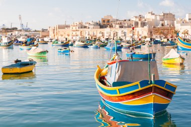 Colorful typical boats - Mediterranean traditional fisherman vil