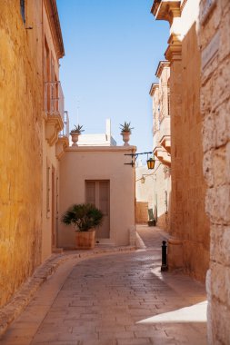 Ancient narrow street in Mdina, Malta.