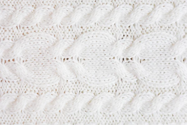 Résumé fond tricoté. Laine texture pull blanc. Image rapprochée du motif tricoté . — Photo