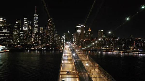 Cidade Nocturna Ponte Sobre Rio — Fotografia de Stock