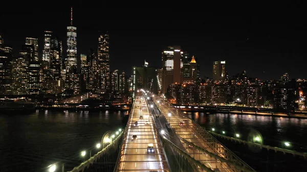 Ville Nocturne Pont Sur Rivière — Photo