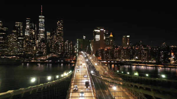 Ville Nocturne Pont Sur Rivière — Photo