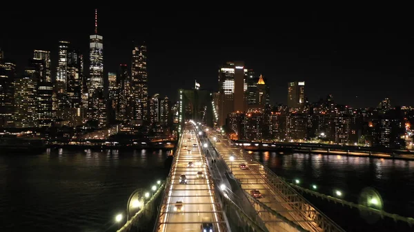 Ville Nocturne Pont Sur Rivière — Photo