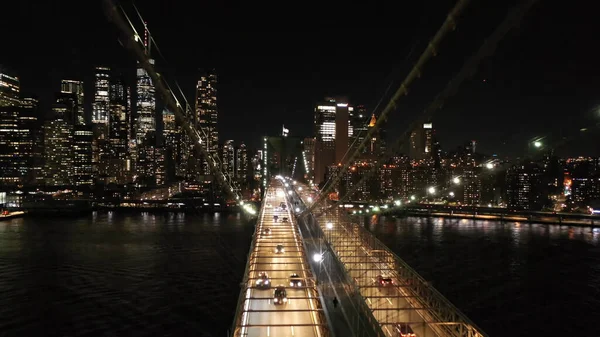 Ville Nocturne Pont Sur Rivière — Photo