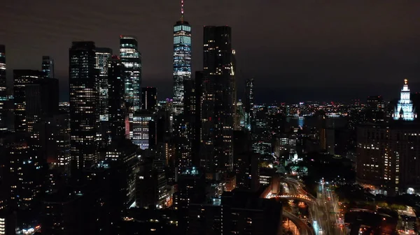 Paisagem Cidade Noturna Vista Cima — Fotografia de Stock