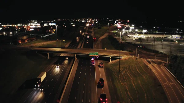 Top View Night City — Stock Photo, Image