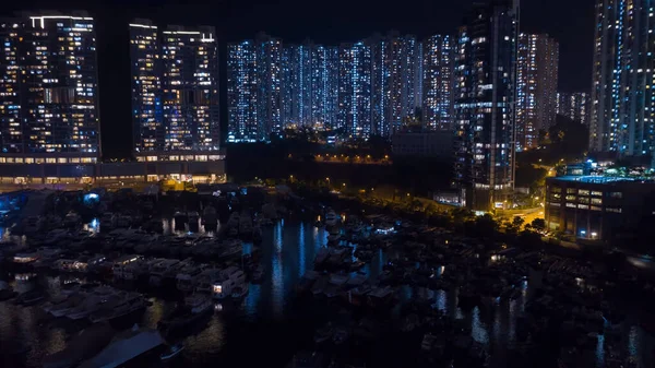 Gece Şehir Manzarası Yukarıdan Körfez Manzarası — Stok fotoğraf