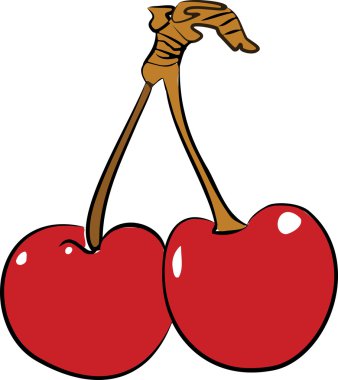 Beyaz arkaplanda iki kırmızı kiraz