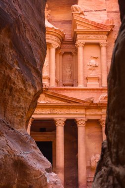 Al-Khazneh is one of the most elaborate temples in Petra, a city of the Nabatean Kingdom inhabited by the Arabs in ancient times. As with most of the other buildings in this ancient town, including the Monastery, this structure was carved out.