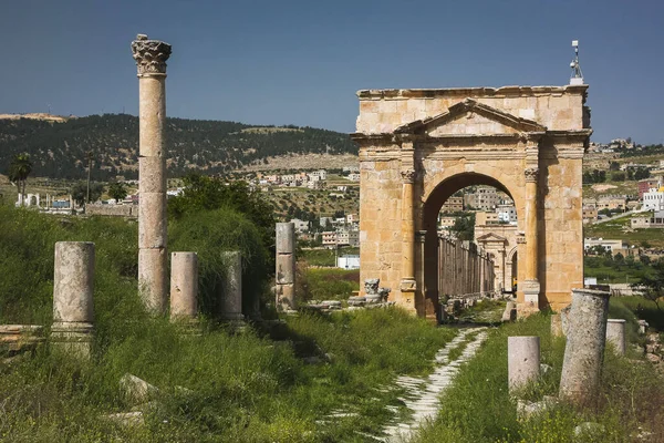 Jerash Hoje Lar Uma Das Cidades Greco Romanas Mais Bem — Fotografia de Stock