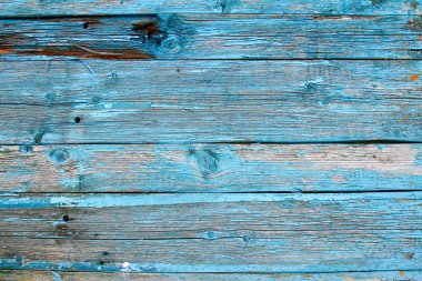Mavi eski boyalı ahşap duvar (doku veya arka plan)