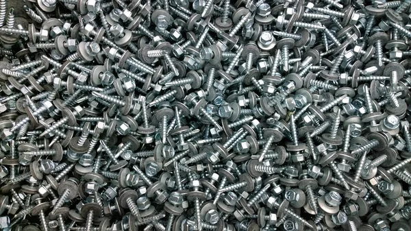 Background Texture Roofing Screws Drill Rubber Washer — Stock Photo, Image