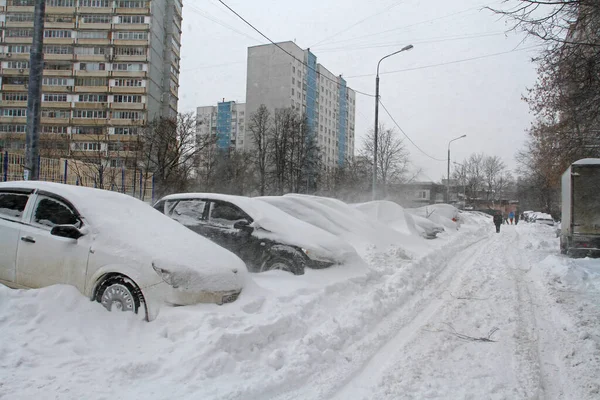 Vidnoe Région Moscou Russie Février 2021 Voitures Stationnement Après Une — Photo