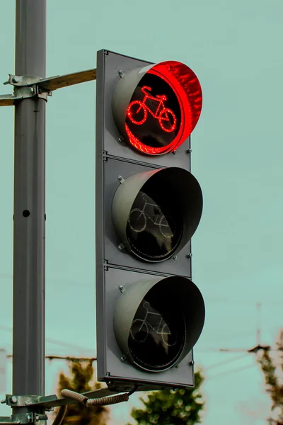 Un feu rouge vélo — Photo