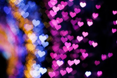 Kalplerin ışıklar bokeh arka plan bulanıklık