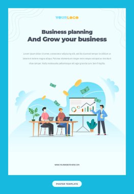 Düz Karakter Çizimi Büyütme İşletmesi ile Poster Şablonu