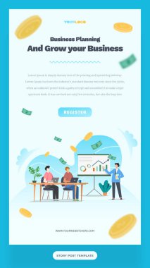 Düz Karakter Çizimi Büyüyen İşletme Sosyal Medya Hikaye Şablonu